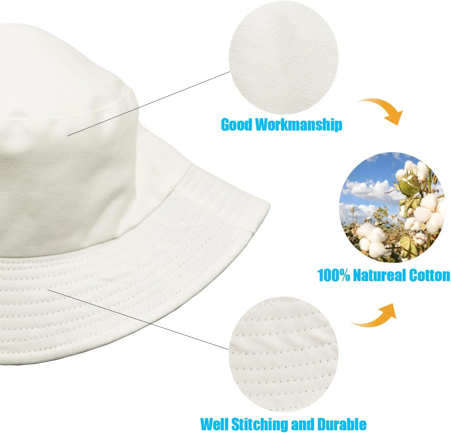 12Pieces Cotton Bucket Hat for Women Men Adult Summer Plain Fishing Bucket Cap