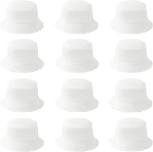 12Pieces Cotton Bucket Hat for Women Men Adult Summer Plain Fishing Bucket Cap