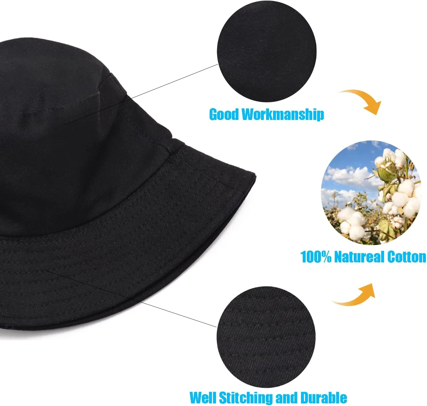 12Pieces Cotton Bucket Hat for Women Men Adult Summer Plain Fishing Bucket Cap