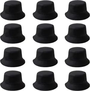 12Pieces Cotton Bucket Hat for Women Men Adult Summer Plain Fishing Bucket Cap