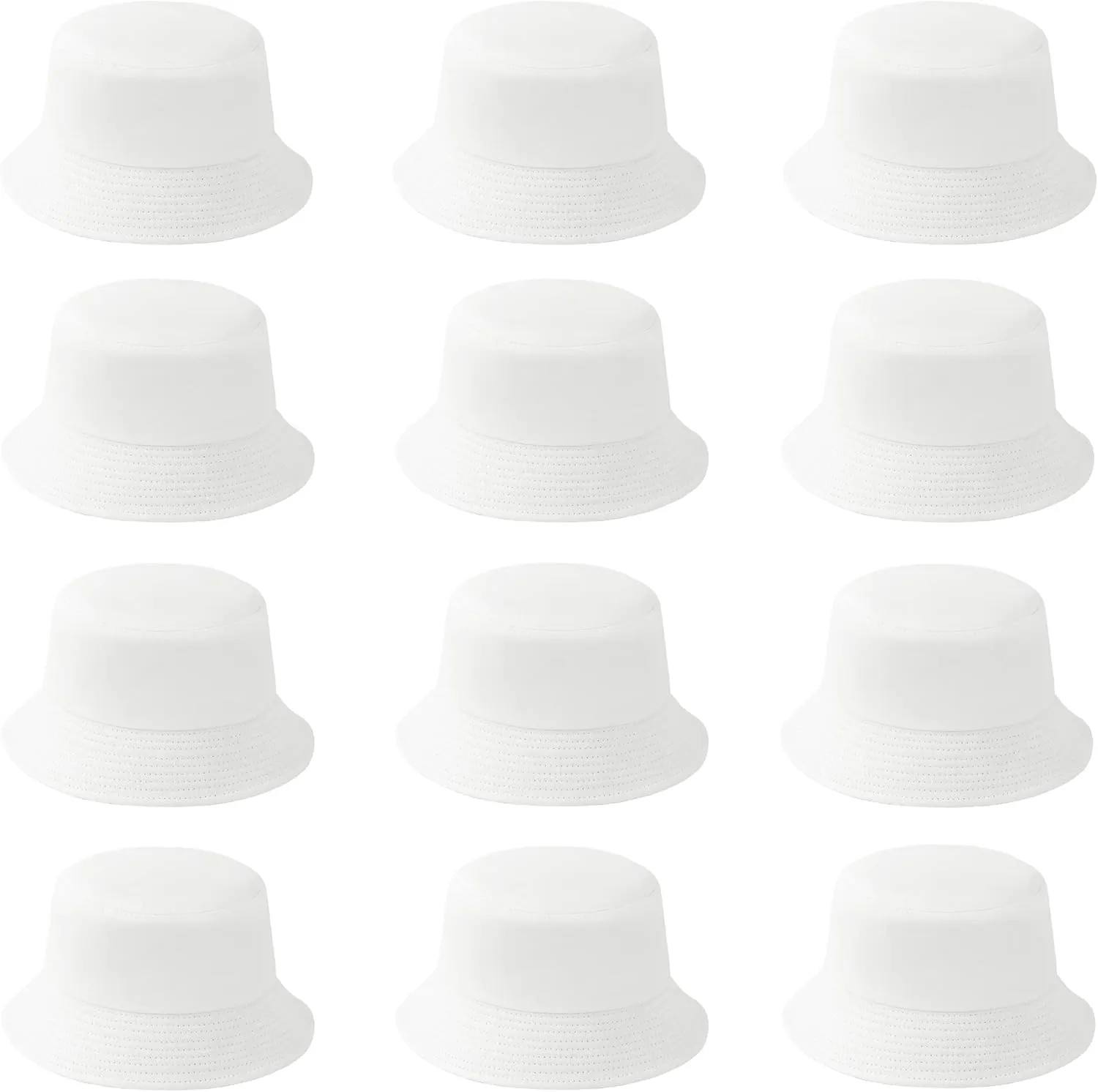 12Pieces Cotton Bucket Hat for Women Men Adult Summer Plain Fishing Bucket Cap