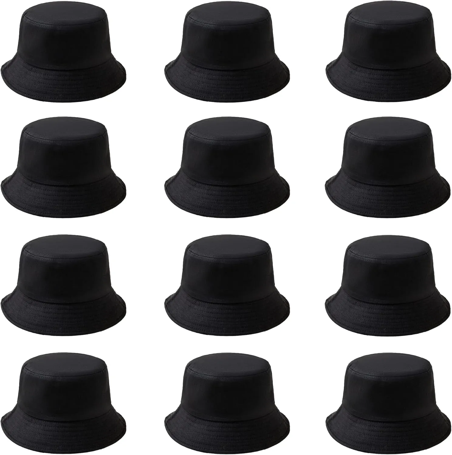 12Pieces Cotton Bucket Hat for Women Men Adult Summer Plain Fishing Bucket Cap