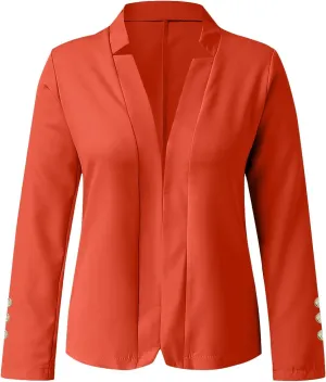 2024 Long Sleeve Cardigan Blazer for Women Trendy Slim Fit Open Front Notch Collar Jackets Casual Solid Color Jackets