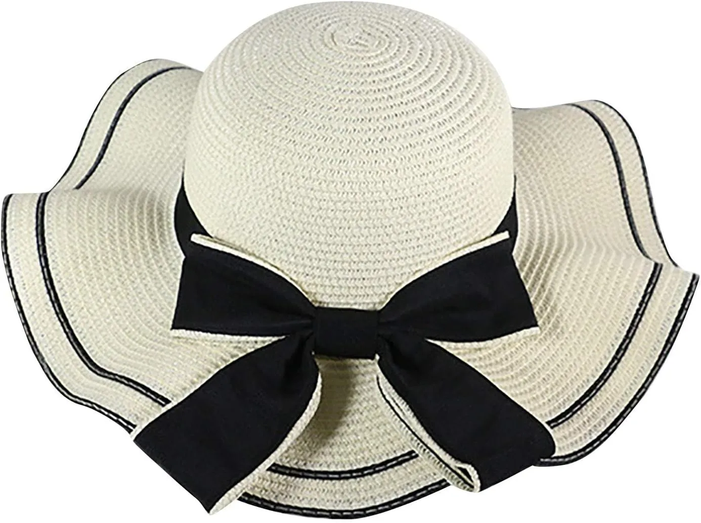 2024 Straw Hat Womens Summer Wide Brim Beach Hats UV Protection UPF 50  Travel Folding Cap Bow Fashion Sun Caps for Women