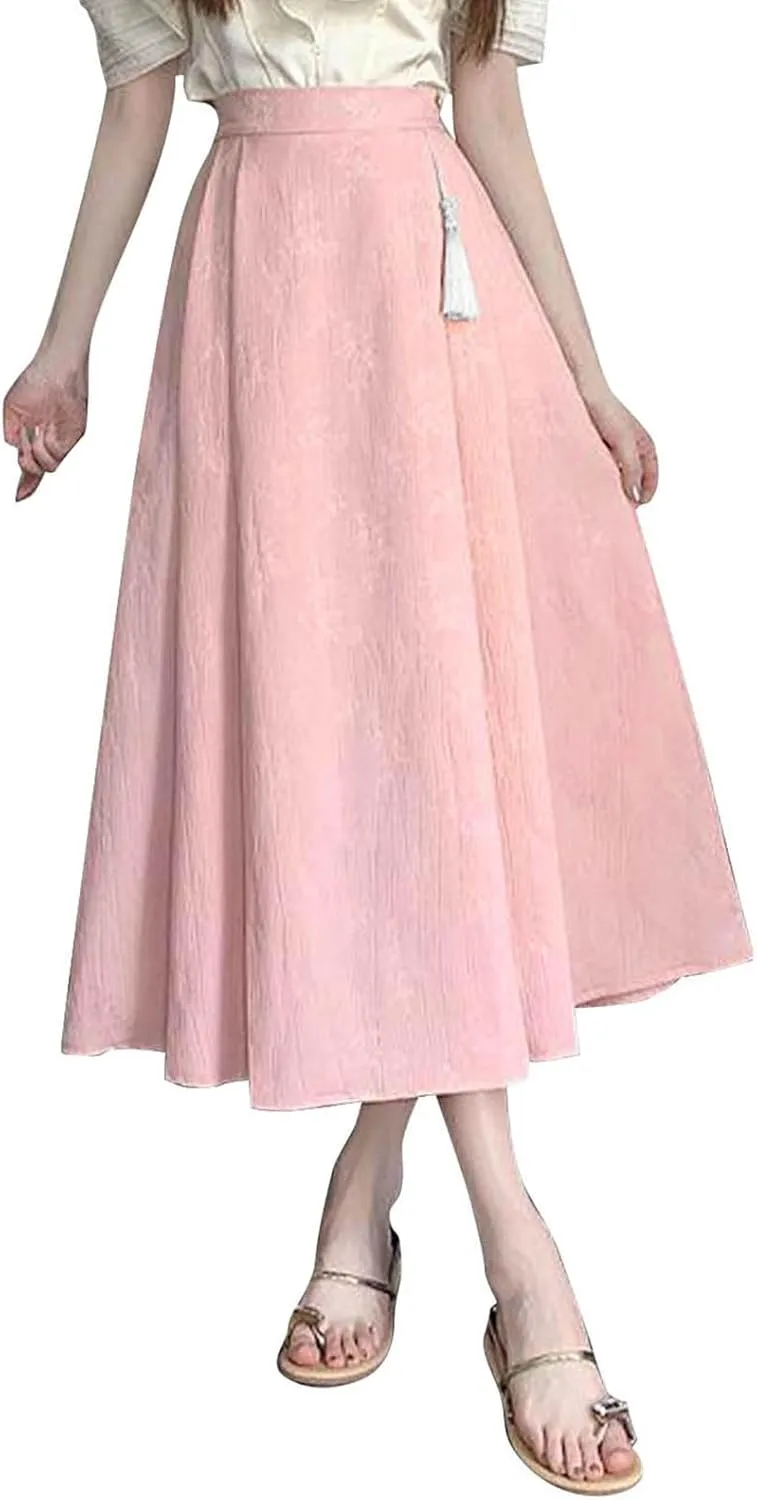 2025 Summer Long Skirt for Womens Fashion Flowy Swing A-line Midi Skirts High Elastic Waist Y2k Vintage Skirts