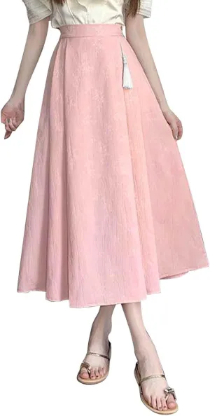 2025 Summer Long Skirt for Womens Fashion Flowy Swing A-line Midi Skirts High Elastic Waist Y2k Vintage Skirts