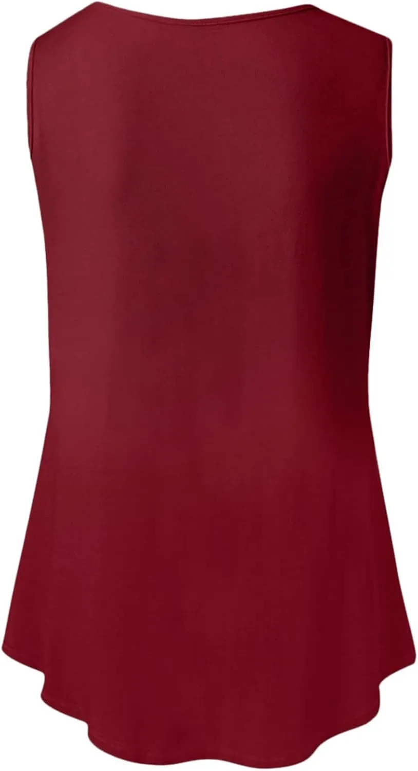 2025 Summer Sleeveless Top for Women Loose Fit Crewnek Tank Tops Solid Color Casual Basic Swing Tunics Tee Shirt