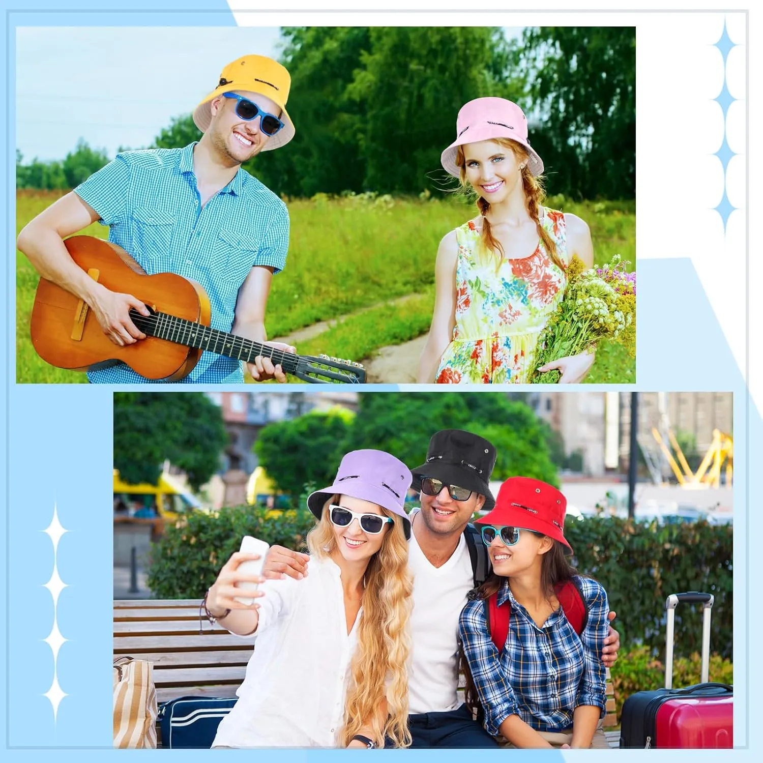 48 Pcs Bucket Hat Bulk for Women Men Fisherman Adjustable Summer Hat UV Protection for Outdoor Fishing Hiking Beach