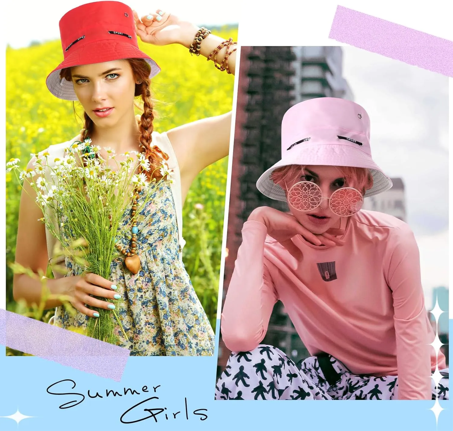 48 Pcs Bucket Hat Bulk for Women Men Fisherman Adjustable Summer Hat UV Protection for Outdoor Fishing Hiking Beach