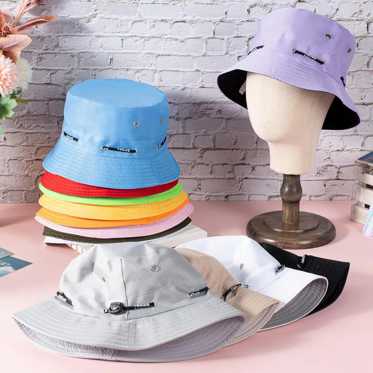 48 Pcs Bucket Hat Bulk for Women Men Fisherman Adjustable Summer Hat UV Protection for Outdoor Fishing Hiking Beach