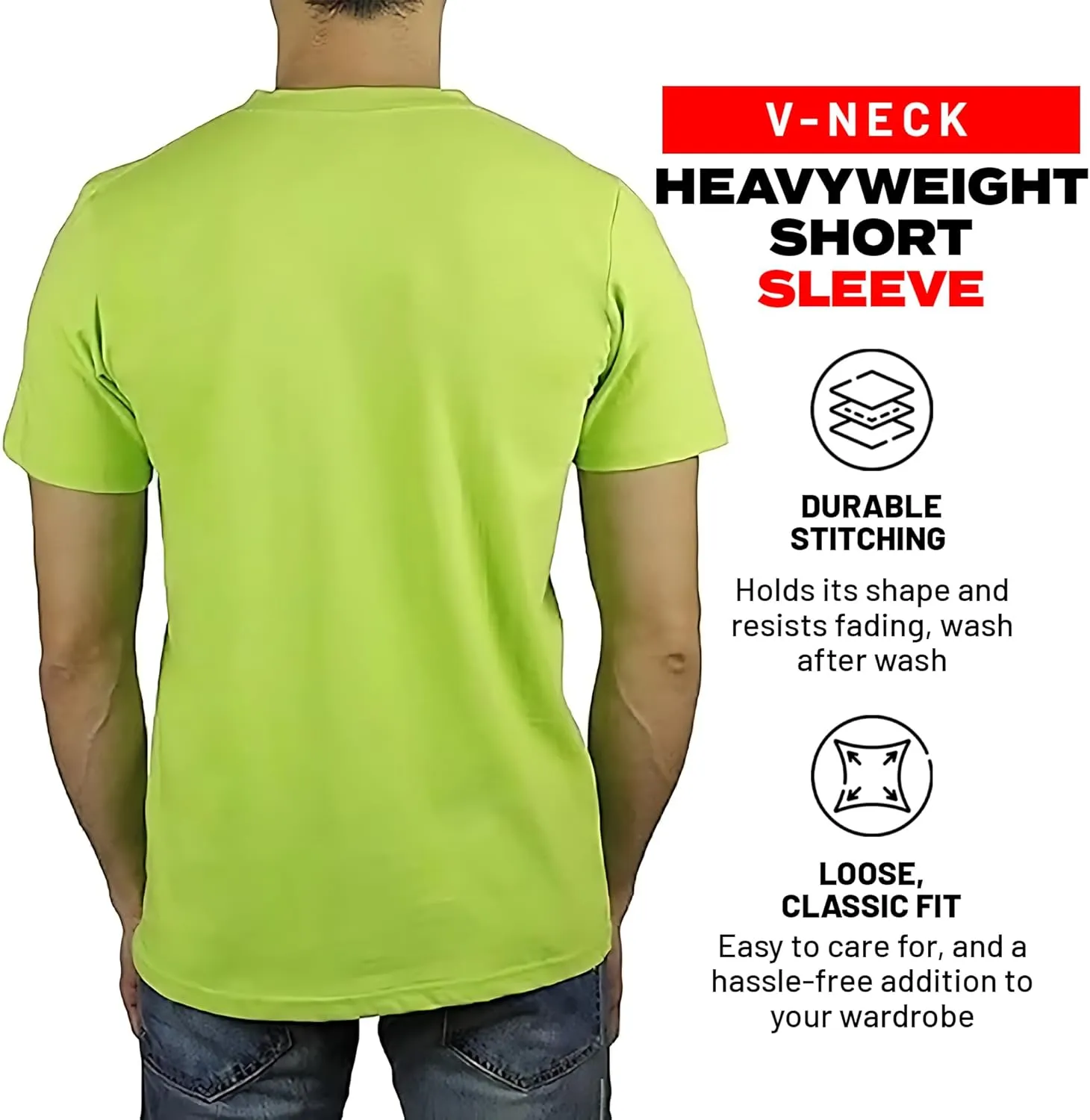 Access Men's V Neck T Shirts, Comfortable, and Stylish Heavyweight Short Sleeve Cotton V Neck T Shirts for Men, 3-Pack