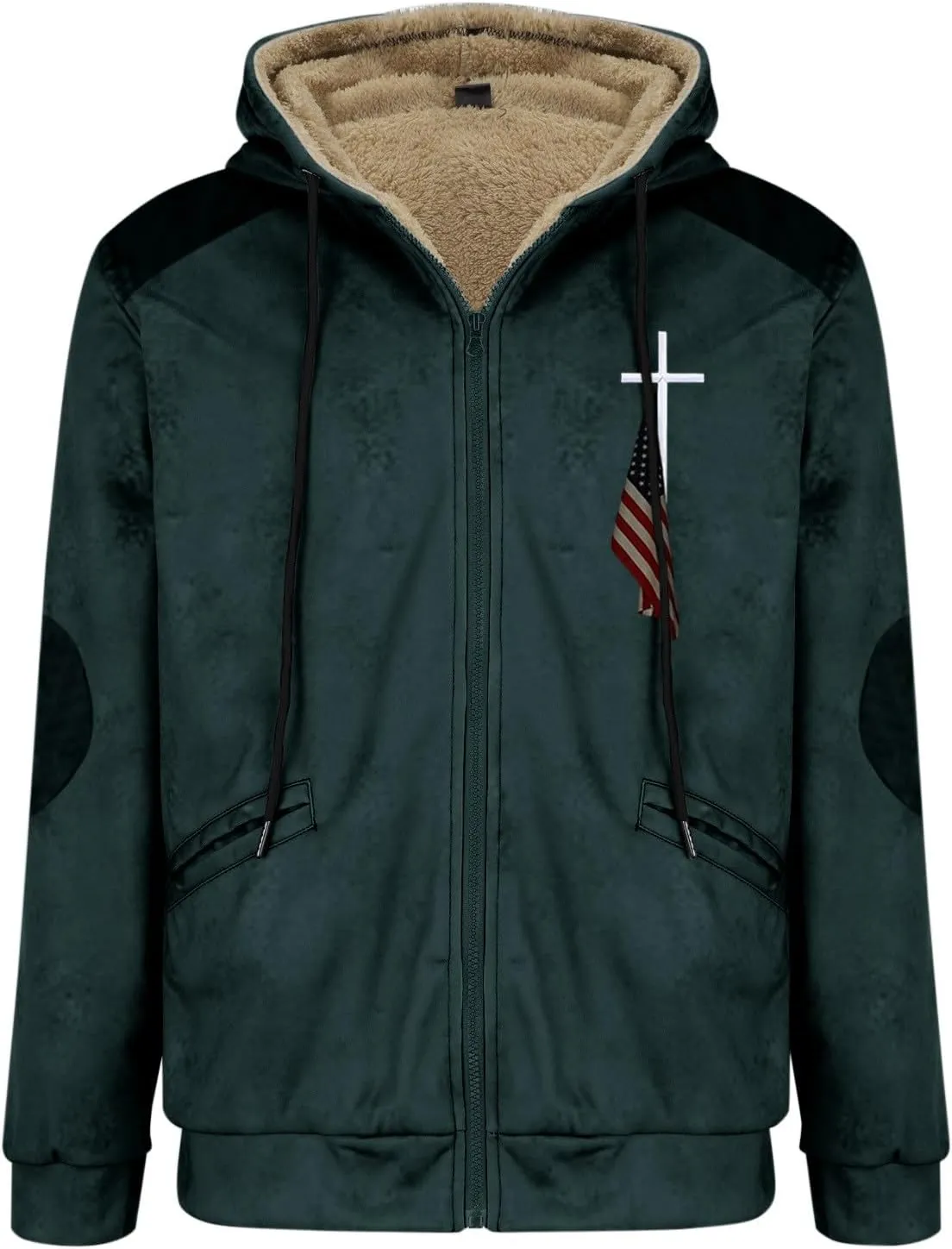 ADJHDFH Men’S Sherpa Lined Two Pocket Hooded Trucker Jacket 5Xl Mens Jacket Full Zip Hoodie Men Sherpa Lined Hoodie For Men