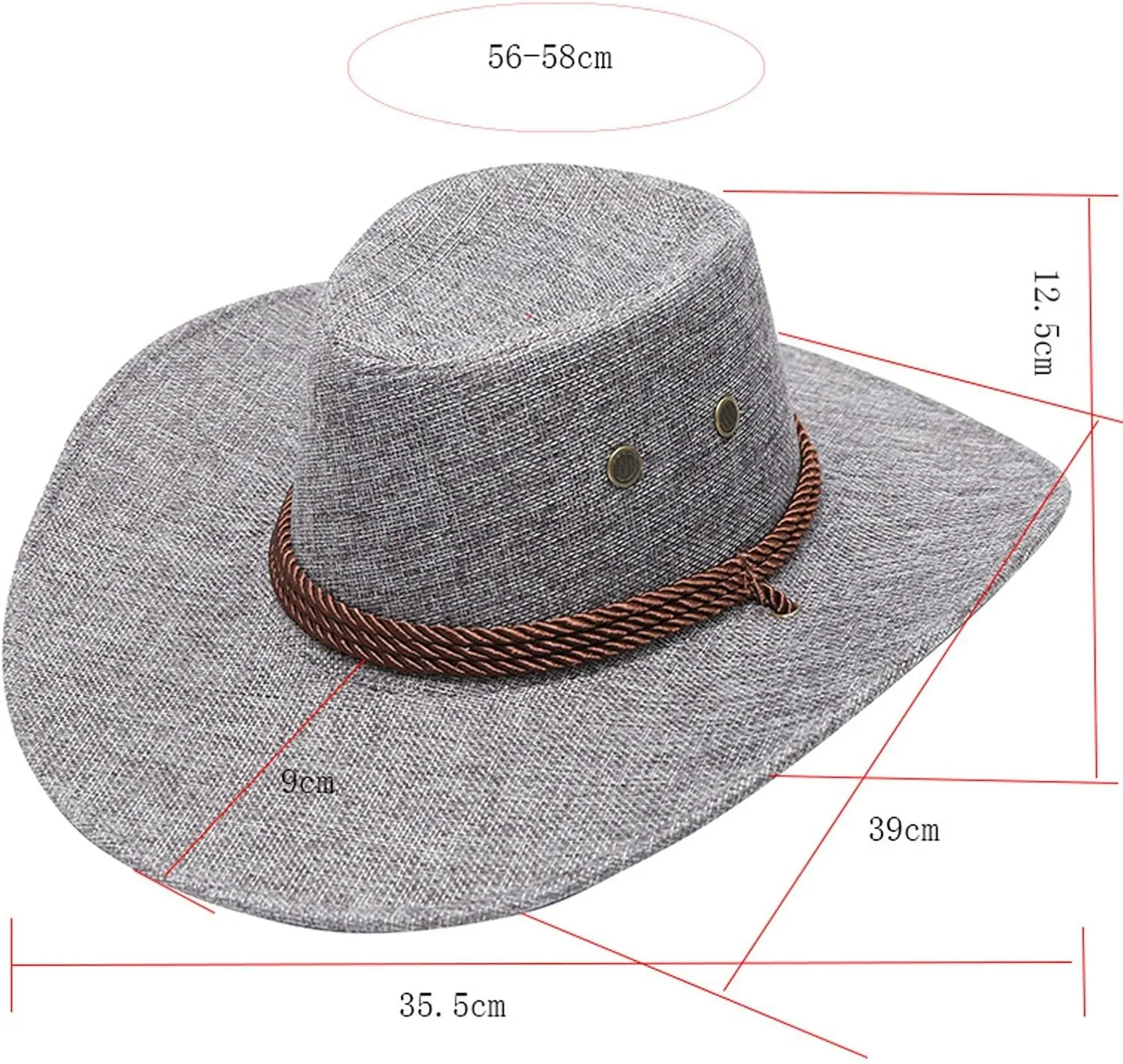 Adult Solid Casual Summer Western Fashion Cowboy Sun Hat Wide Brim Travel Sun Cap Boot Hats for Men