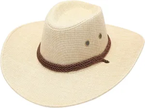 Adult Solid Casual Summer Western Fashion Cowboy Sun Hat Wide Brim Travel Sun Cap Boot Hats for Men