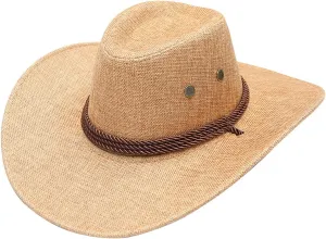 Adult Solid Casual Summer Western Fashion Cowboy Sun Hat Wide Brim Travel Sun Cap Boot Hats for Men