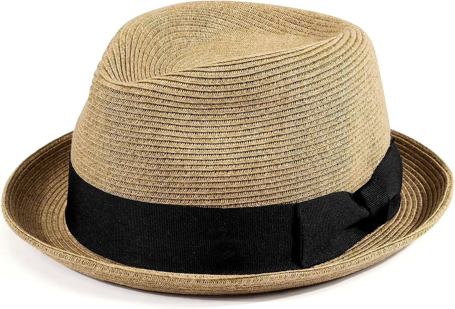 AKIO&AQUIRAX Mens Fedora Hats with Short Brim Straw Fedora Sun Hats for Men Women Summer Sun Hats with Adjustable Strap