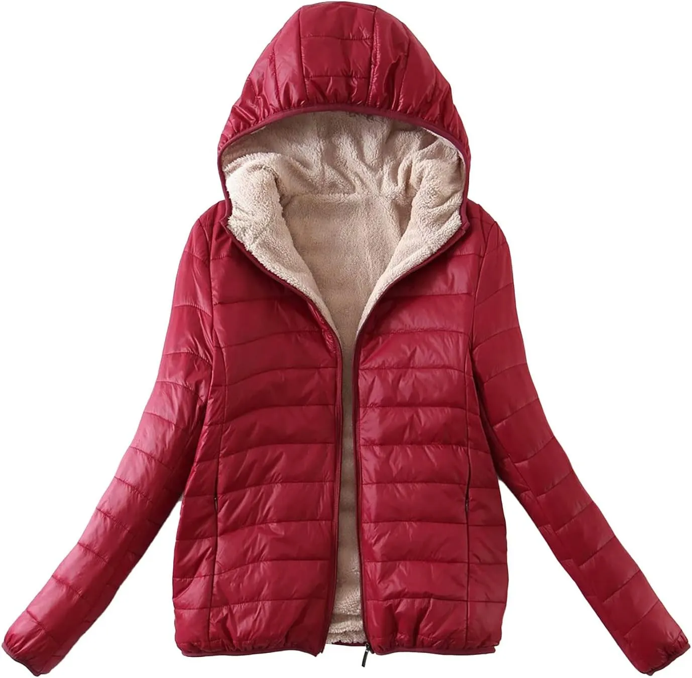 AMDBEL Puffer Jacket Womens With Hood, Womens Long Puffer Jacket Plus Size Down Coat Cotton Cover Coat Lightweight Down Coat With Hood Winter Jacket