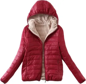 AMDBEL Puffer Jacket Womens With Hood, Womens Long Puffer Jacket Plus Size Down Coat Cotton Cover Coat Lightweight Down Coat With Hood Winter Jacket