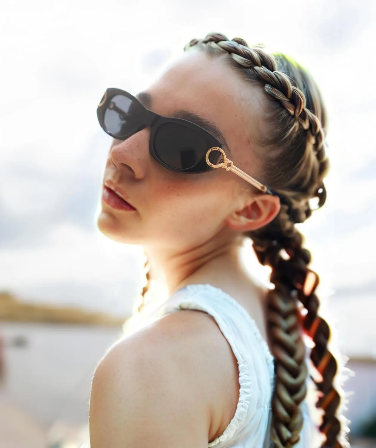 AMOMOMA Retro Oval Sunglasses for Womens Trendy Vintage Cat Eye Sunglasses 2024 AM6642