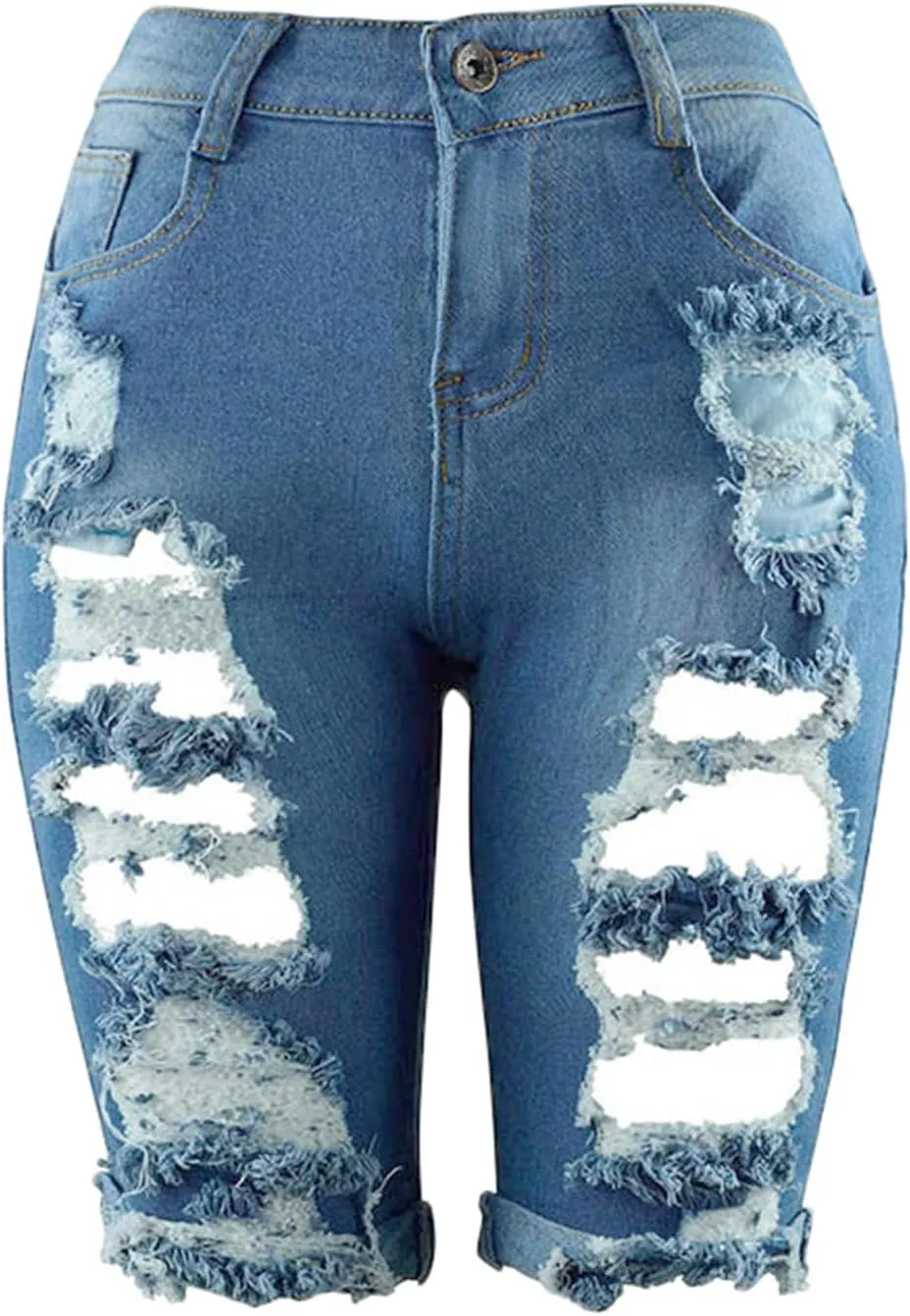 Andongnywell Womens Ripped Frayed Raw Hem High Rise Denim Shorts Casual Jean Shorts Girls Stretch Distressed Short Jeans