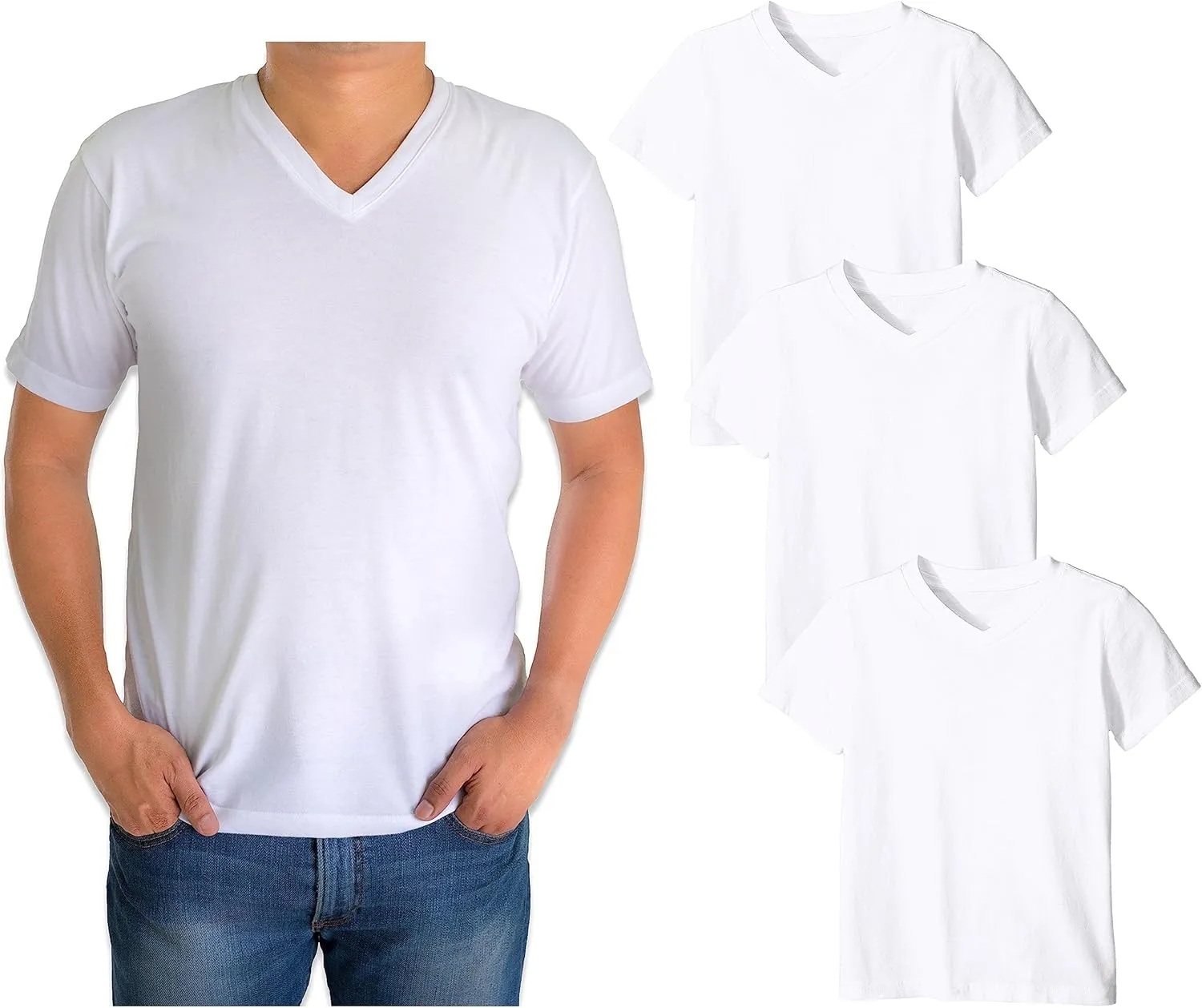 Andrew Scott Men's 3 Pack V Neck Light Weight Pure Cotton T Shirts