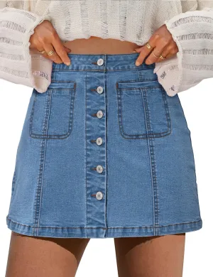 Angerella Skorts Skirts for Women Denim Mini Skirt High Waisted Jean Shorts Stretchy Denim Skirts