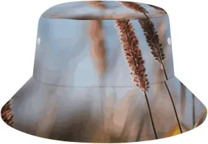 Autumn Grass Bucket Hat for Men Women,Packable Reversible Printed Sun Hats Summer Travel Hiking Beach Caps Double-Side-Wear