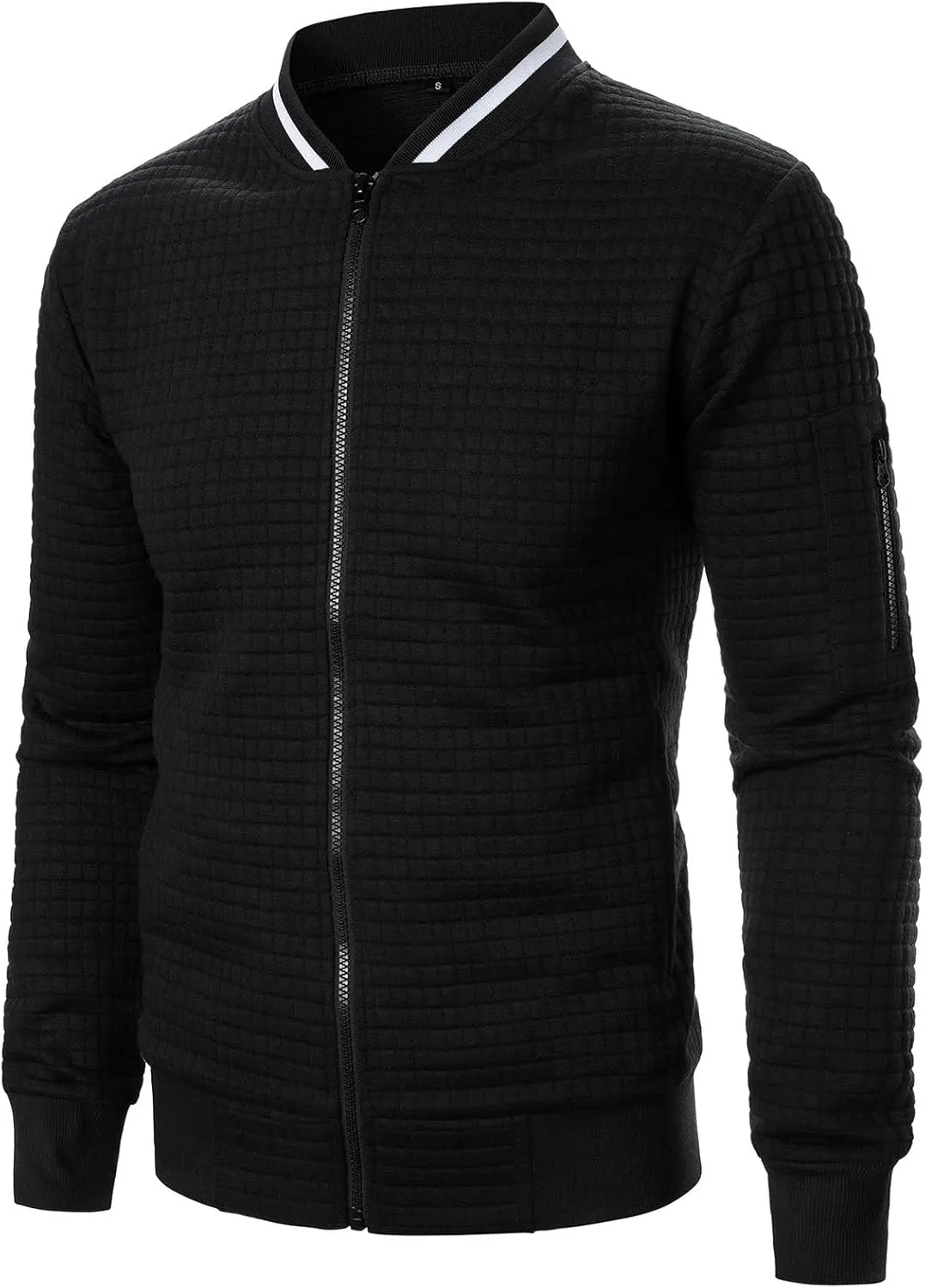 BIFUTON Men's Lightweight Jackets Bomber Jacket Textured Casual Varsity Jacket Full Zip Up Winter Jackets Outdoor Warm Coat