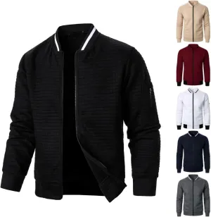 BIFUTON Men's Lightweight Jackets Bomber Jacket Textured Casual Varsity Jacket Full Zip Up Winter Jackets Outdoor Warm Coat