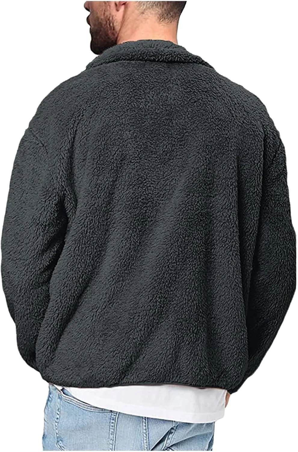 BIFUTON Winter Jackets for Men, Men's Winter Jacket Full Zip Sherpa Lined Jackets Soft Warm Stand Collar Trucker Fleece Coats