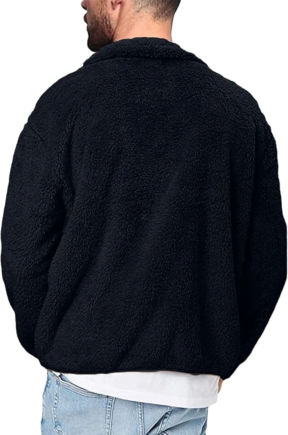 BIFUTON Winter Jackets for Men, Men's Winter Jacket Full Zip Sherpa Lined Jackets Soft Warm Stand Collar Trucker Fleece Coats