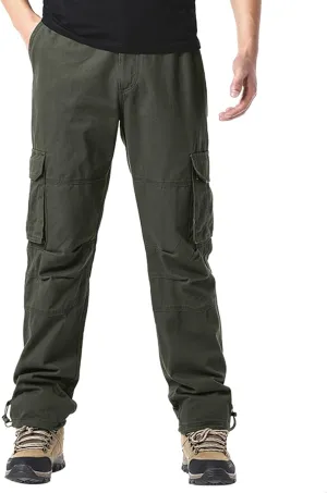 Big and Tall Men Cargo Jogger Sweat Pants Open Bottom Ripstop Hiking Work Pants Relaxed Fit Elastic Waisted Cuffed Ankle