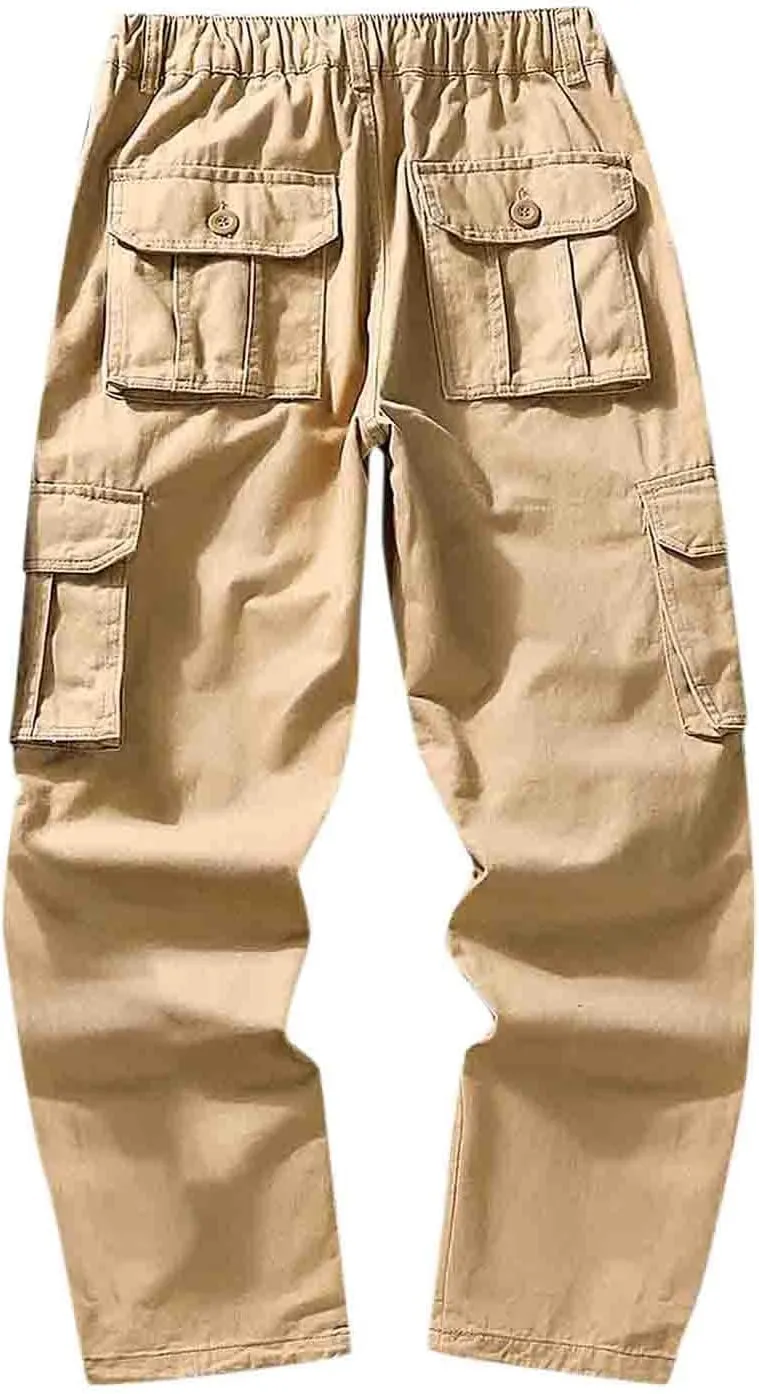 Big and Tall Men Cargo Jogger Sweat Pants Open Bottom Ripstop Hiking Work Pants Relaxed Fit Elastic Waisted Cuffed Ankle
