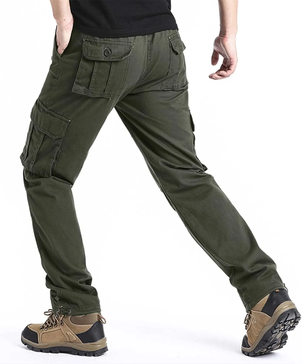 Big and Tall Men Cargo Jogger Sweat Pants Open Bottom Ripstop Hiking Work Pants Relaxed Fit Elastic Waisted Cuffed Ankle