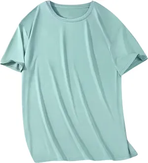 Big and Tall T Shirt for Man 2025 Summer Solid Color Short Sleeve Oversized Tee Breathable Quick Dry Crewneck T-Shirts