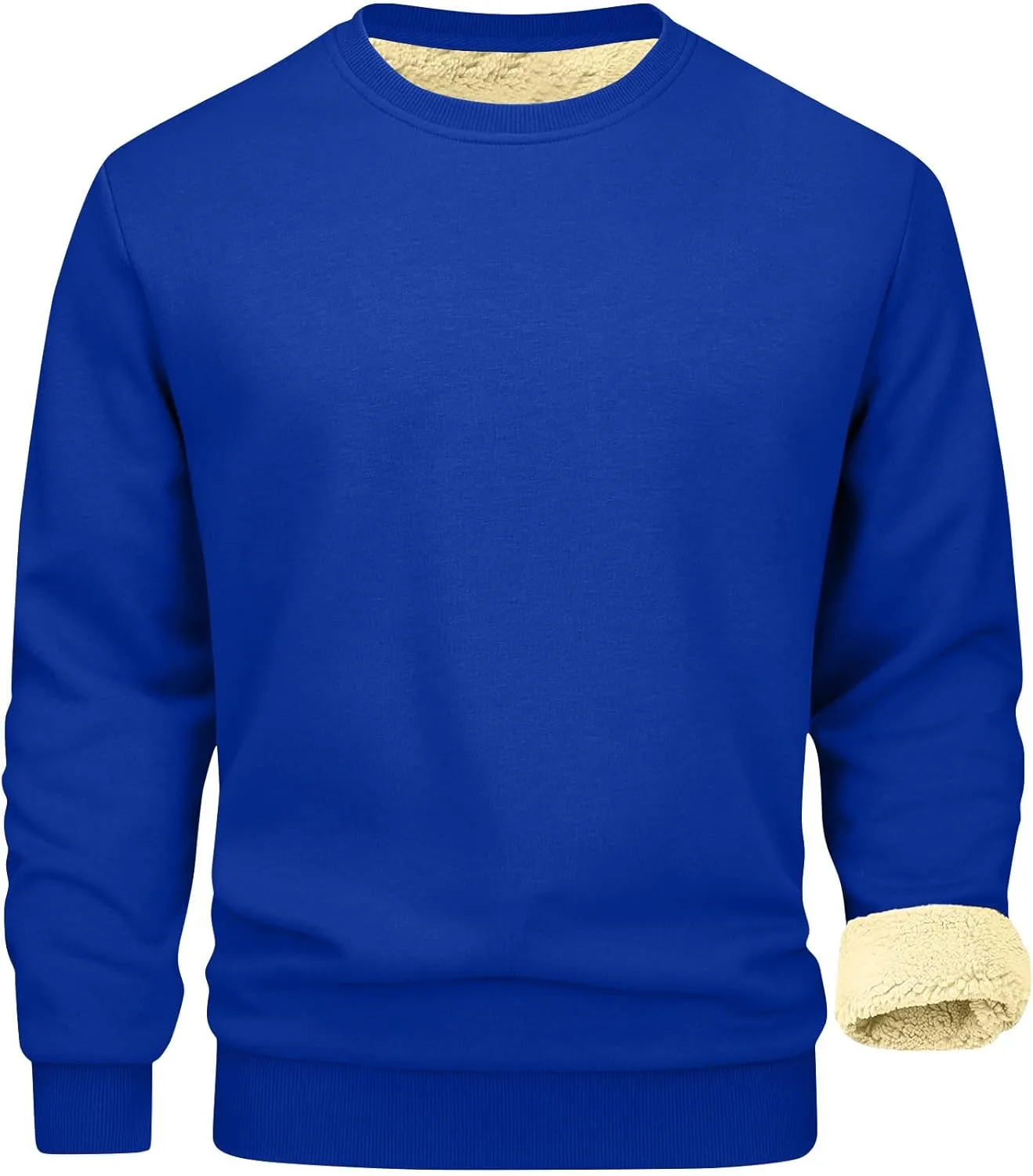 Binmer Men's Crewneck Sweatshirt Winter Warm Sherpa Lined Pullover Tops Plus Size Fleece Thermal Sweater for Cold Weather