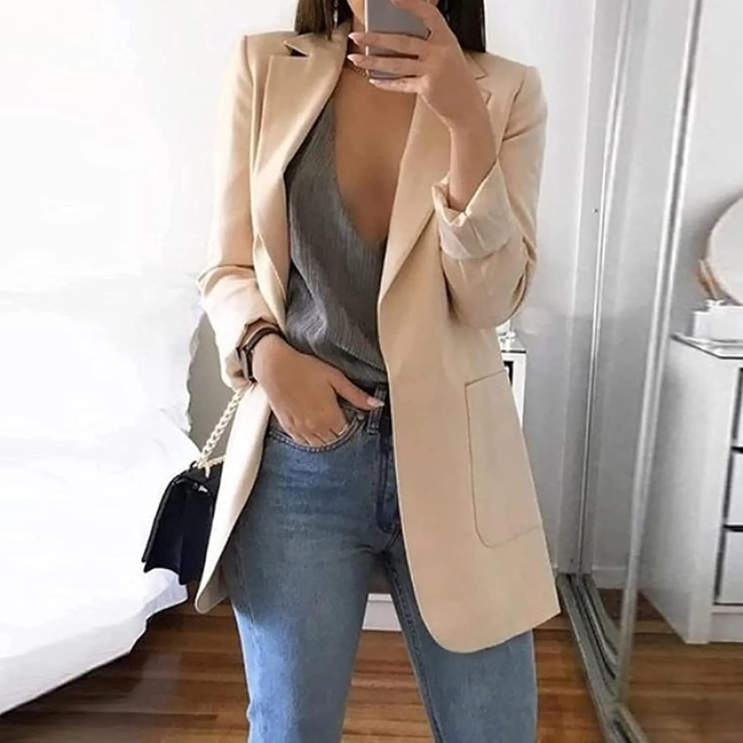 Blazer Jackets for Women Long Sleeve Open Front Business Casual Outfits Work Suit Jackets with Pockets S-XXXXXL