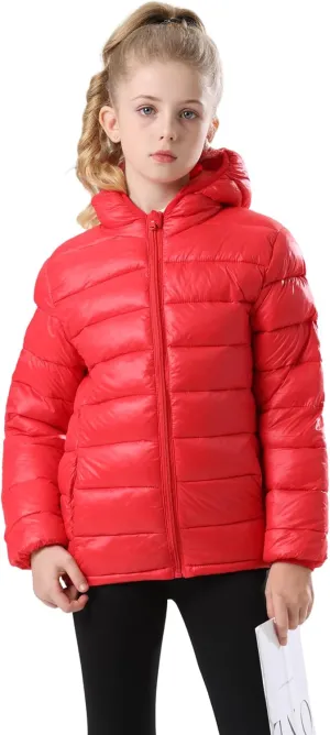Boys Girls Hooded Puffer Jackets Kids Lightweight Padded Winter Coat Warm and Comfy Outerwear Jackets