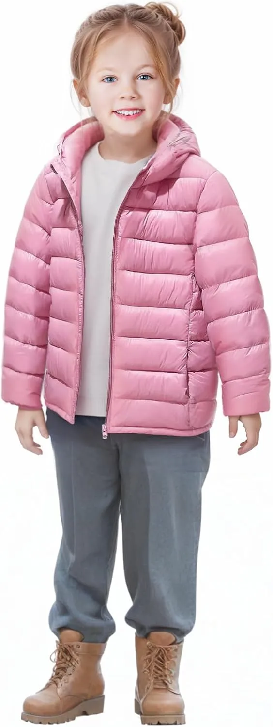Boys Girls Hooded Puffer Jackets Kids Lightweight Padded Winter Coat Warm and Comfy Outerwear Jackets