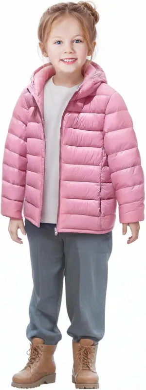 Boys Girls Hooded Puffer Jackets Kids Lightweight Padded Winter Coat Warm and Comfy Outerwear Jackets