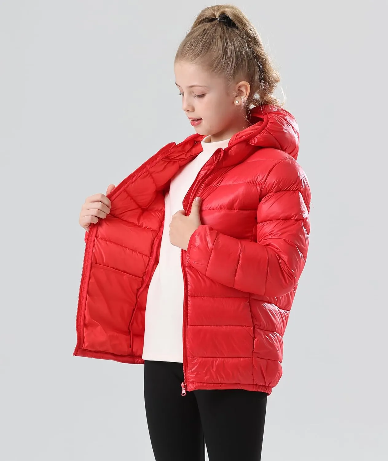 Boys Girls Hooded Puffer Jackets Kids Lightweight Padded Winter Coat Warm and Comfy Outerwear Jackets