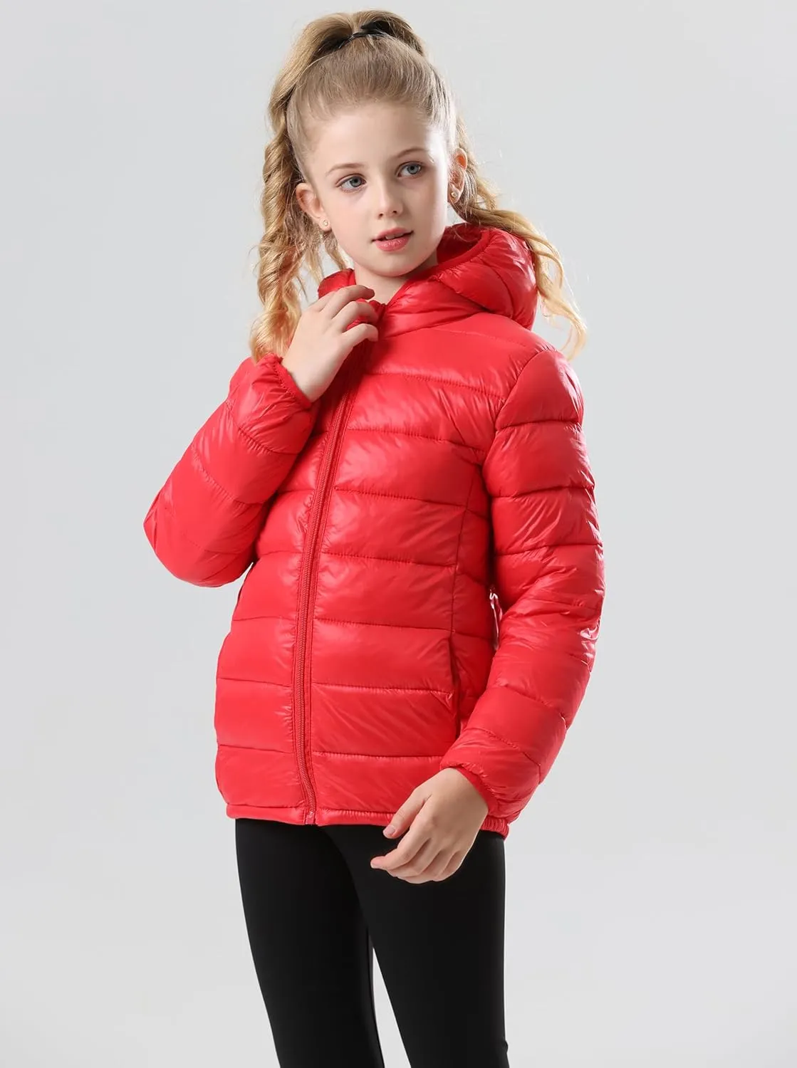Boys Girls Hooded Puffer Jackets Kids Lightweight Padded Winter Coat Warm and Comfy Outerwear Jackets