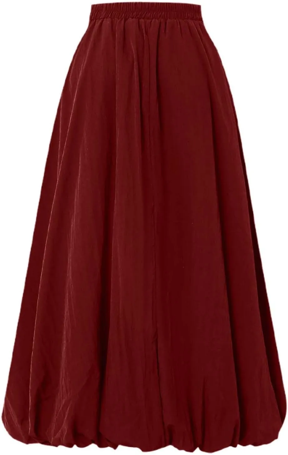 Bubble Skirts for Women Y2K Elastic Waist Pleated Flowy A-Line Puffy Hem Bubble Midi Long Skirt Dress with Pockets