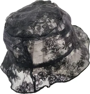 Bucket Hat Buckets Hat Women Transparent Lace Flower Beach Panama Hats High Top Female Flower Sun Lady Cap Summer T