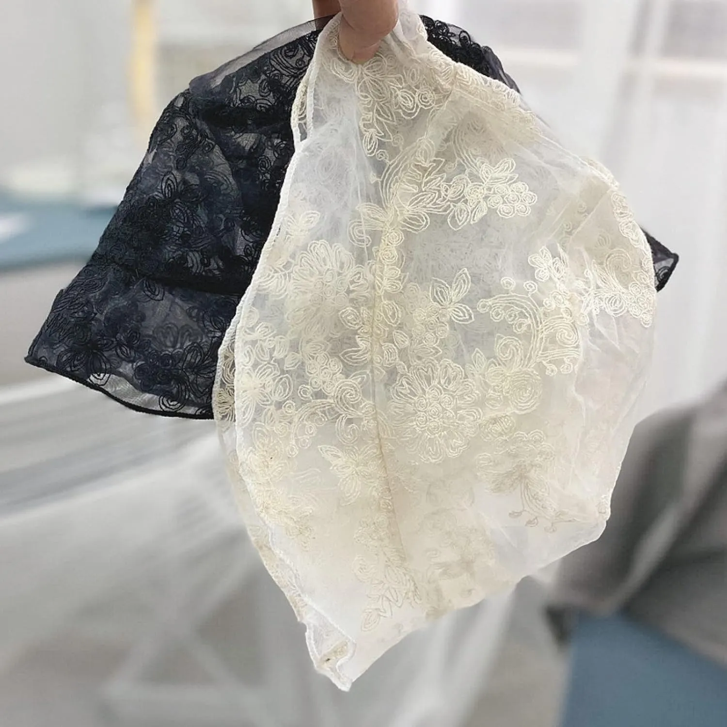 Bucket Hat Buckets Hat Women Transparent Lace Flower Beach Panama Hats High Top Female Flower Sun Lady Cap Summer T
