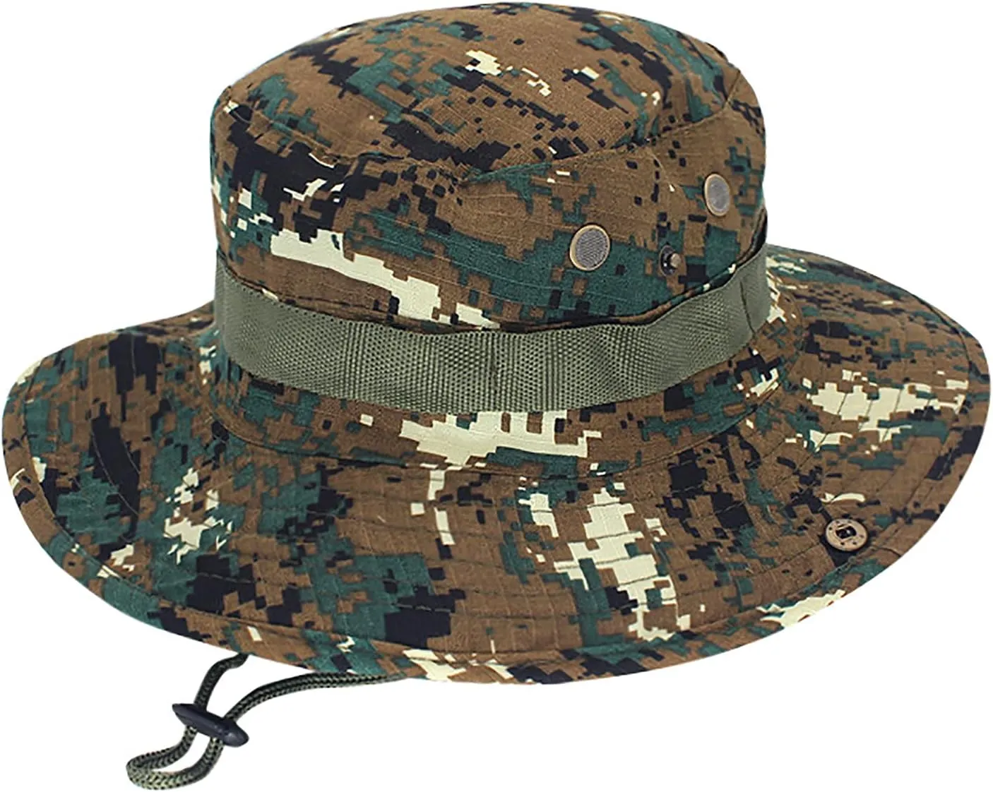 Camouflage Sun Hats Packable Hat Wide Brim Bucket Hat with Strap for Men Women Summer Fishing Hiking Hat