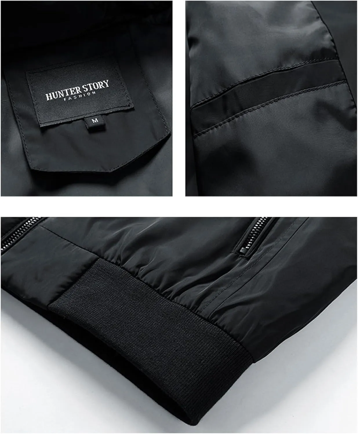 Canbebig Men's Thin Jackets Casual Work Track Jacket Solid Removable Hooded Jackets Windbreaker with Warm Light Inner Padding