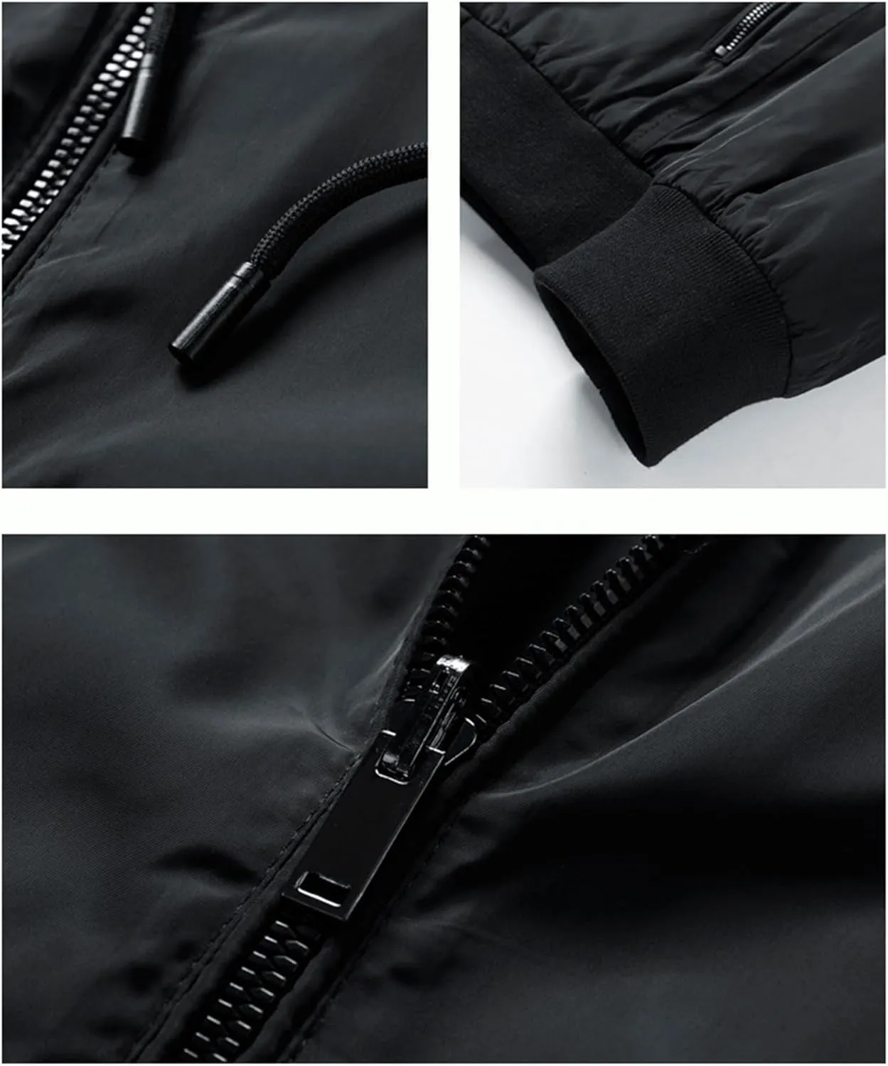 Canbebig Men's Thin Jackets Casual Work Track Jacket Solid Removable Hooded Jackets Windbreaker with Warm Light Inner Padding