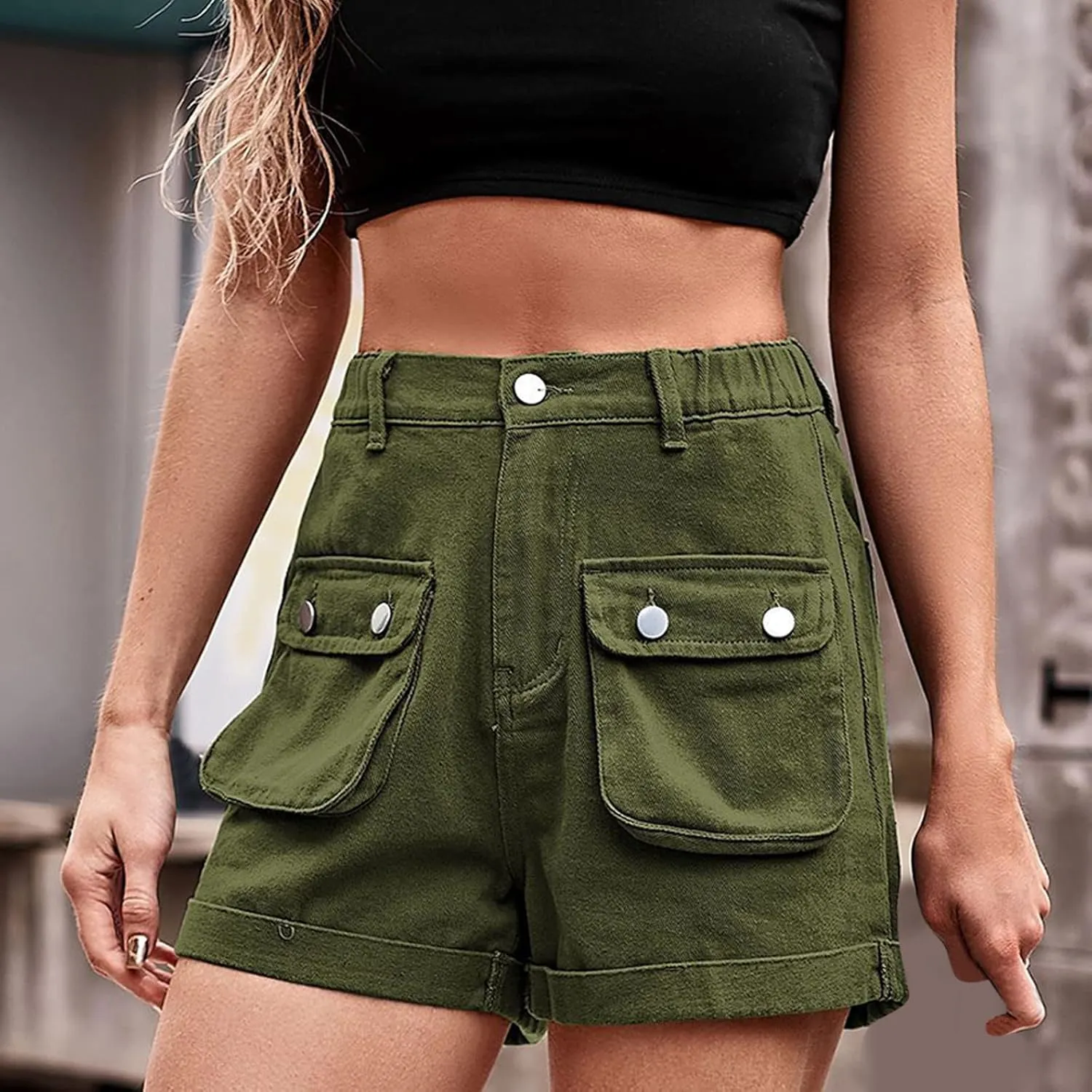 Cargo Jean Shorts for Women Summer High Waisted Casual Denim Shorts 2025 Trendy High Rise Short Jeans with Pockets