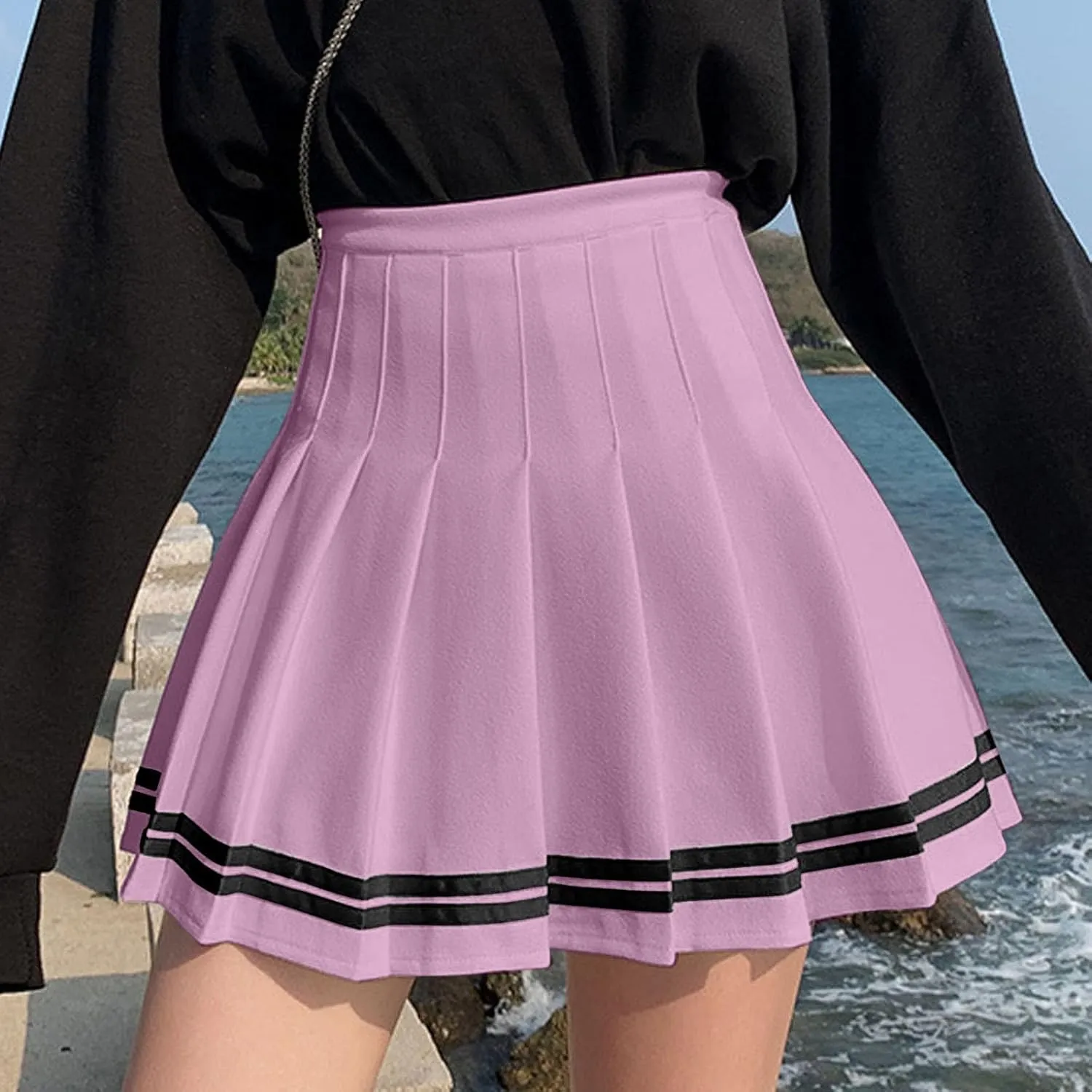 Casual Skirts for Women High Waist Trendy Pleated Y2K A-Line Uniform Cheer Mini Skirts for Girls Summer Streetwear